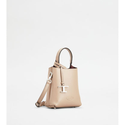 Tods Micro Bag In Leather Natural Burgundy