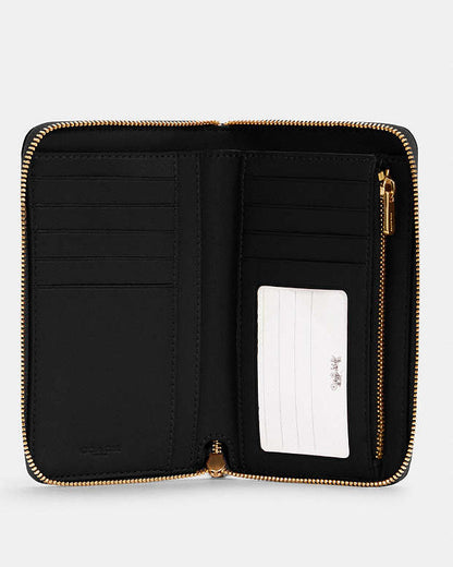 Medium Id Zip Wallet Pebbled Leather-Gold-Black Pebbled Leather-Gold-Black