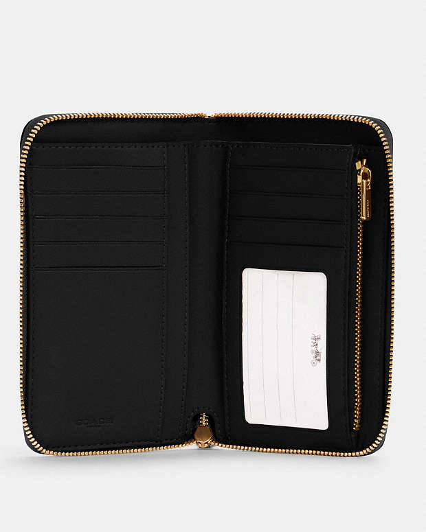Medium Id Zip Wallet Pebbled Leather-Gold-Black Pebbled Leather-Gold-Black
