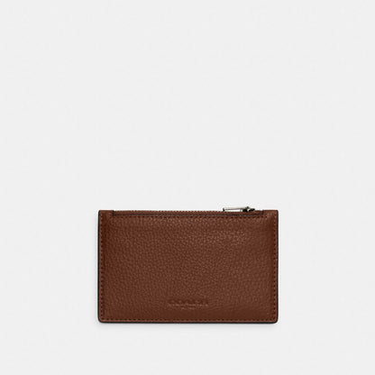 Coach Zip Card Case Gunmetal/Saddle