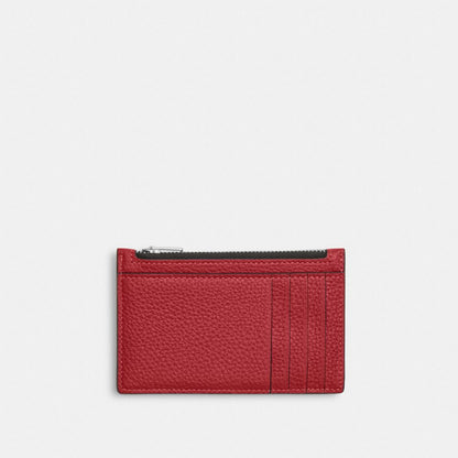 Coach Zip Card Case Silver True Red