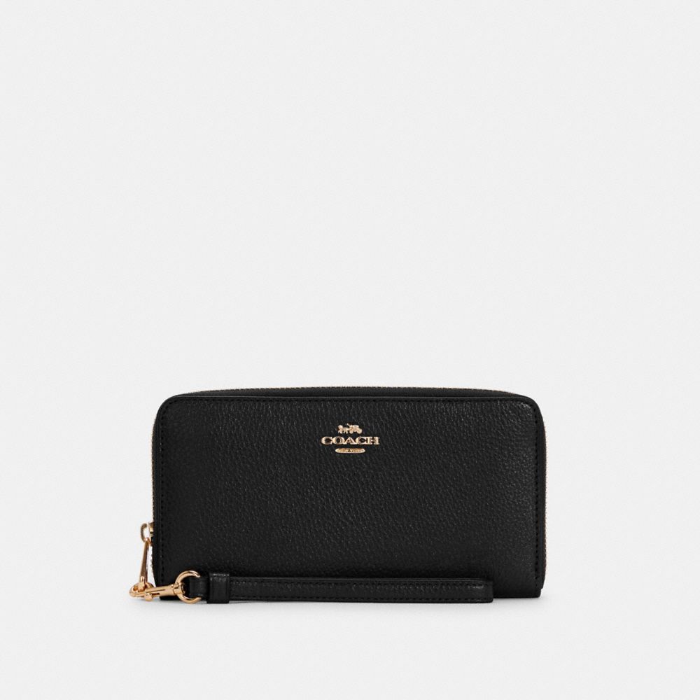 Coach Long Zip Around Wallet Gold/Black