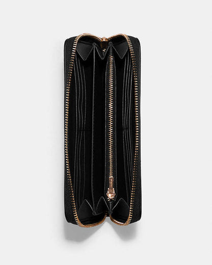 Long Zip Around Wallet Pebbled Leather-Gold-Black Pebbled Leather-Gold-Black