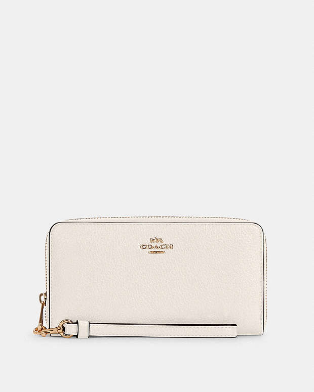 Long Zip Around Wallet Pebbled Leather-Gold-Chalk Pebbled Leather-Gold-Chalk