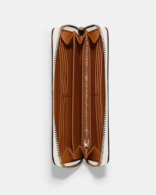 Long Zip Around Wallet Pebbled Leather-Gold-Chalk Pebbled Leather-Gold-Chalk