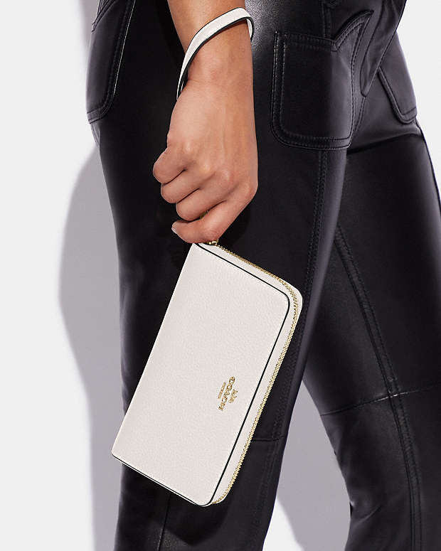 Long Zip Around Wallet Pebbled Leather-Gold-Chalk Pebbled Leather-Gold-Chalk