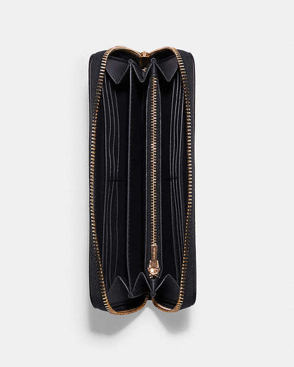 Long Zip Around Wallet Pebbled Leather-Gold-Midnight Pebbled Leather-Gold-Midnight