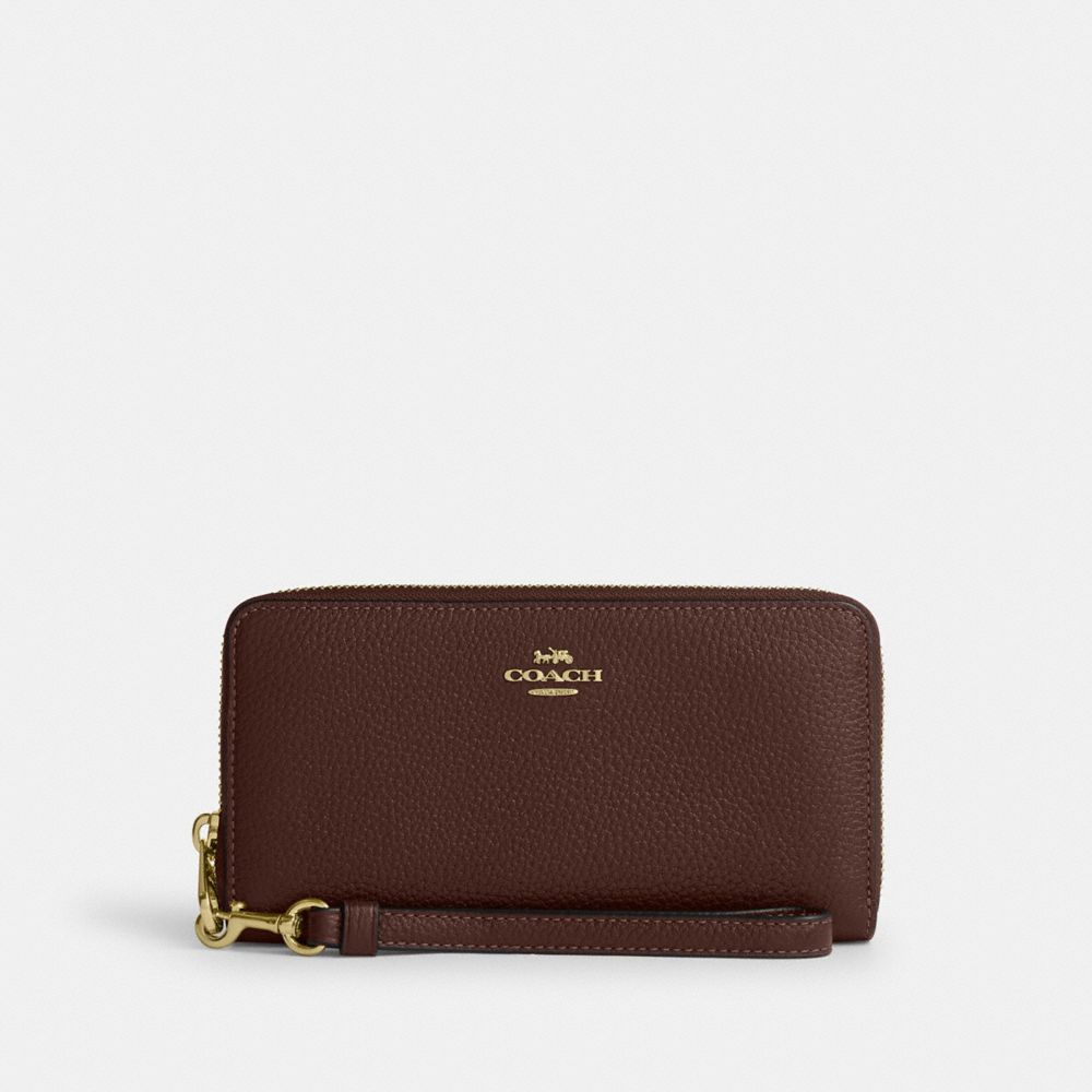 Coach Long Zip Around Wallet Gold/Maple