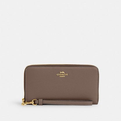 Coach Long Zip Around Wallet Gold Dark Stone