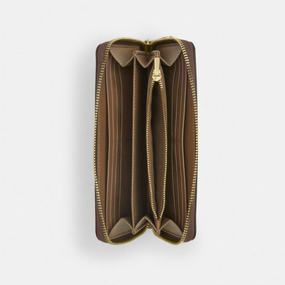 Coach Long Zip Around Wallet Gold Dark Stone