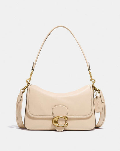 Soft Tabby Shoulder Bag Smooth Leather-Brass-Ivory Smooth Leather-Brass-Ivory