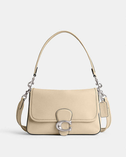 Soft Tabby Shoulder Bag Smooth Leather-Silver-Ivory Smooth Leather-Silver-Ivory