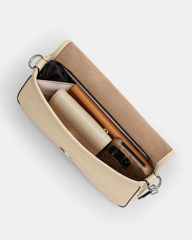 Soft Tabby Shoulder Bag Smooth Leather-Silver-Ivory Smooth Leather-Silver-Ivory