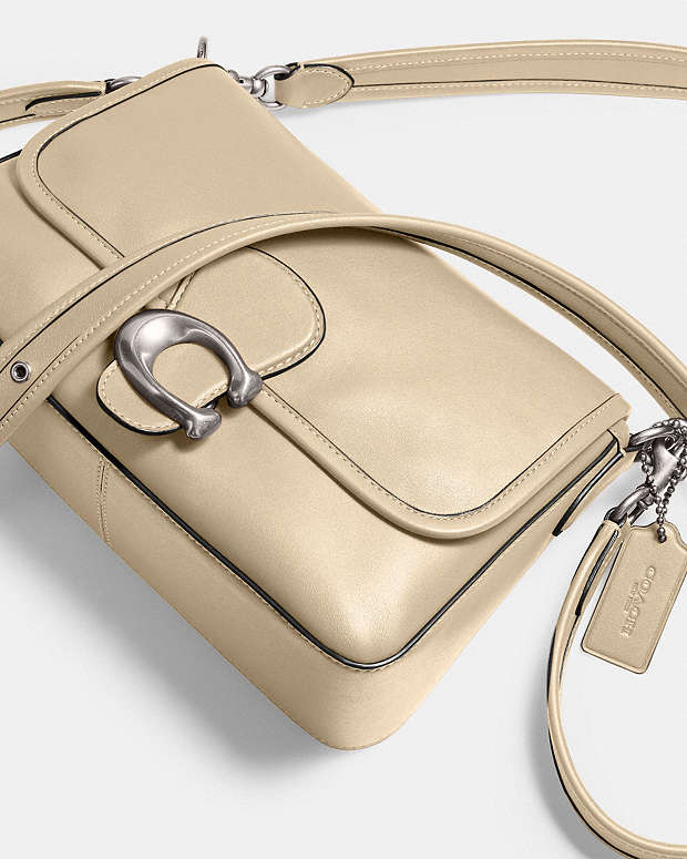 Soft Tabby Shoulder Bag Smooth Leather-Silver-Ivory Smooth Leather-Silver-Ivory