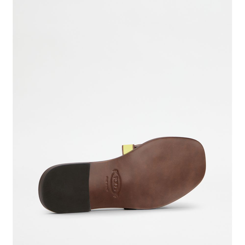 Tods Sandals In Leather Yellow Womens