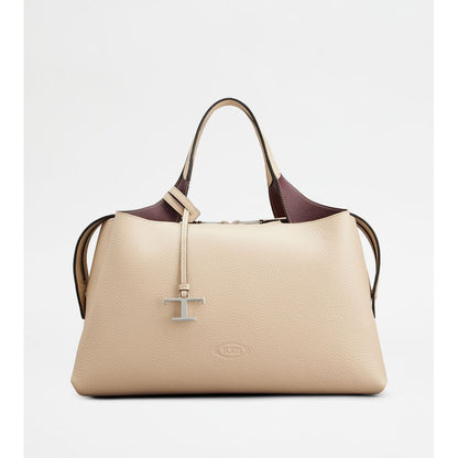 Tods Bauletto Bag In Leather Medium Natural Burgundy