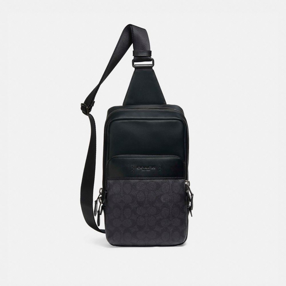 Coach Gotham Pack In Signature Canvas Black Copper Charcoal Black