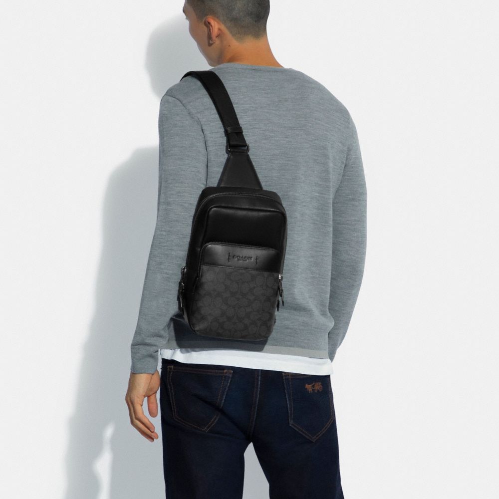 Coach Gotham Pack In Signature Canvas Black Copper Charcoal Black