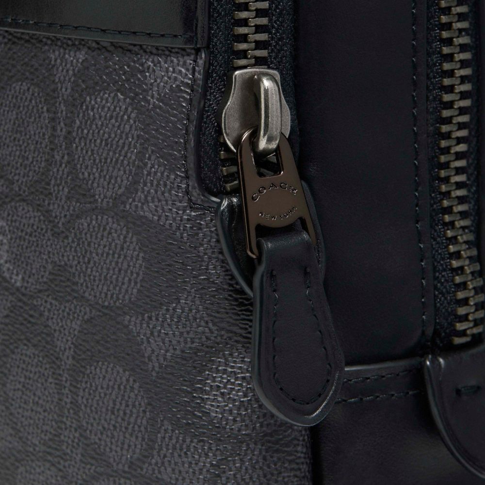 Coach Gotham Pack In Signature Canvas Black Copper Charcoal Black
