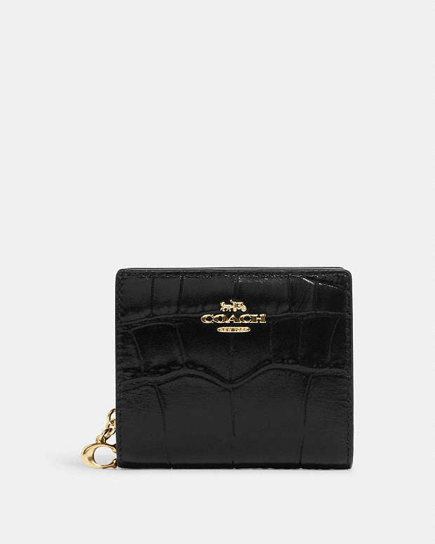 Snap Wallet Embossed Crocodile-Gold-Black Embossed Crocodile-Gold-Black