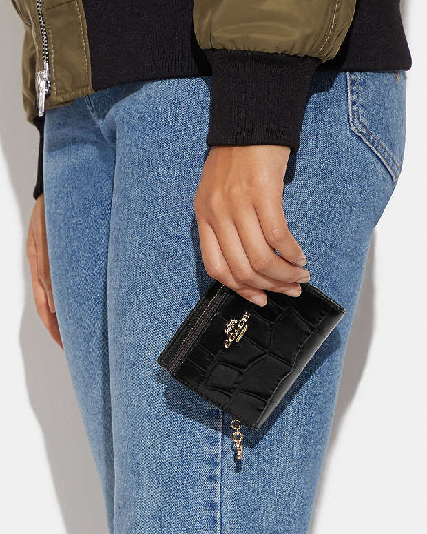 Snap Wallet Embossed Crocodile-Gold-Black Embossed Crocodile-Gold-Black