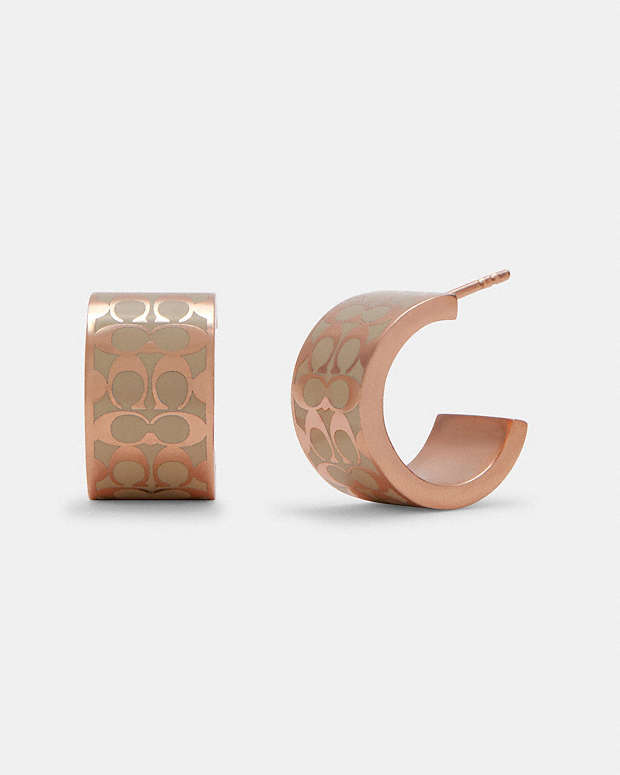 Signature Enamel Huggie Earrings Rose Gold-Chalk Rose Gold-Chalk
