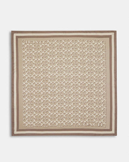 Signature Print Silk Square Scarf Bone Bone