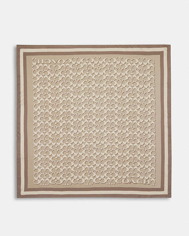 Signature Print Silk Square Scarf Bone Bone