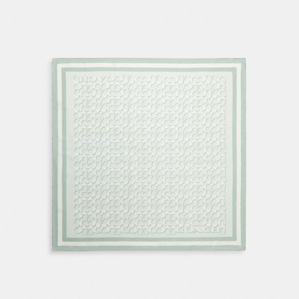 Coach Signature Print Silk Square Scarf Pistachio