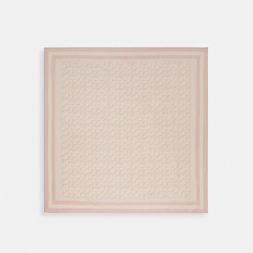 Coach Signature Print Silk Square Scarf Nude