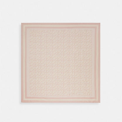Coach Signature Print Silk Square Scarf Nude
