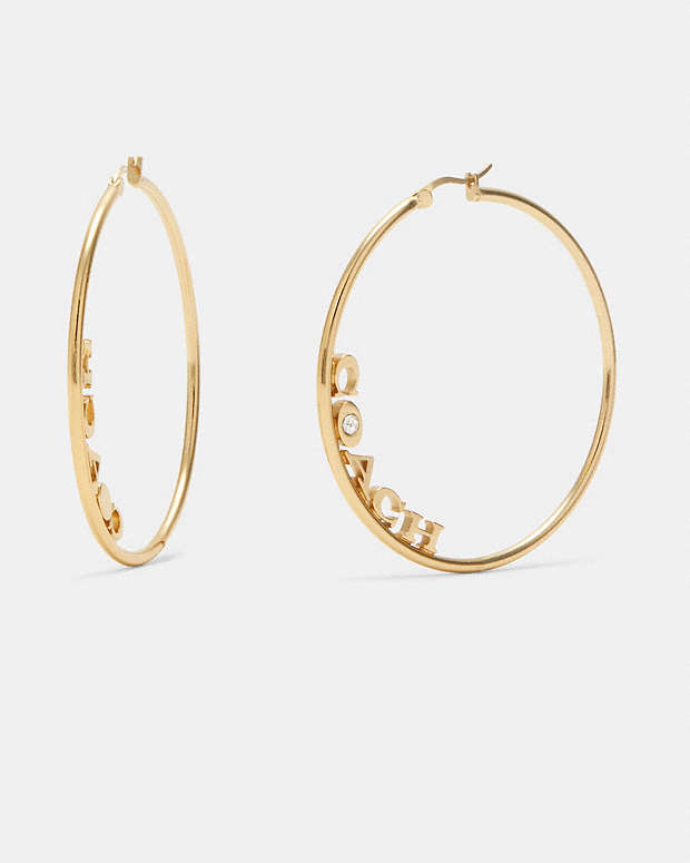 Coach Medium Hoop Earrings Gold Gold