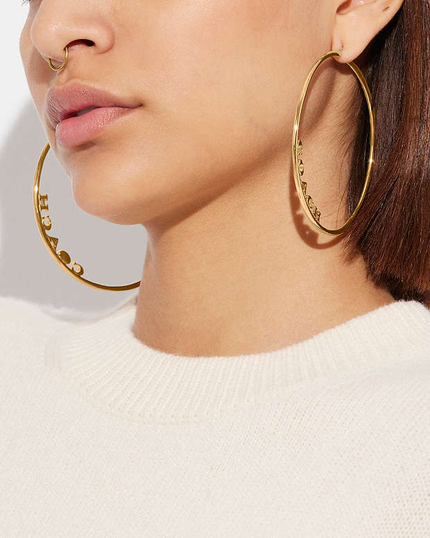 Signature Large Hoop Earrings Gold Gold