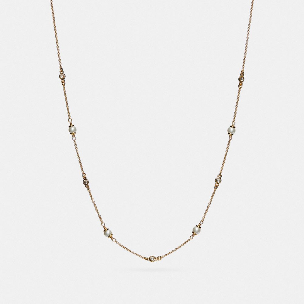 Coach Sculpted C Pearl Necklace Gold