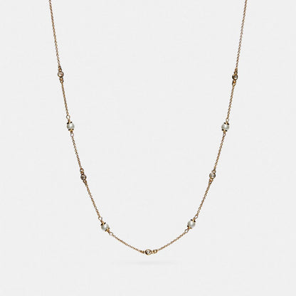 Coach Sculpted C Pearl Necklace Gold