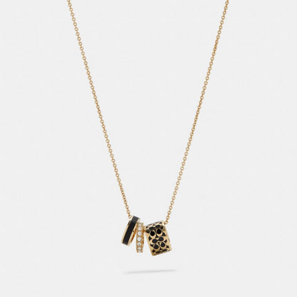 Coach Signature Enamel Necklace Gold