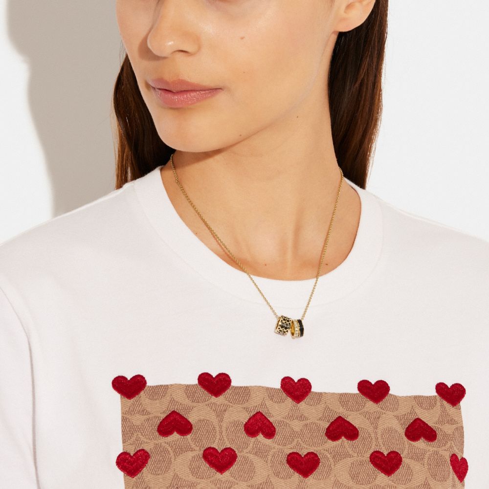 Coach Signature Enamel Necklace Gold