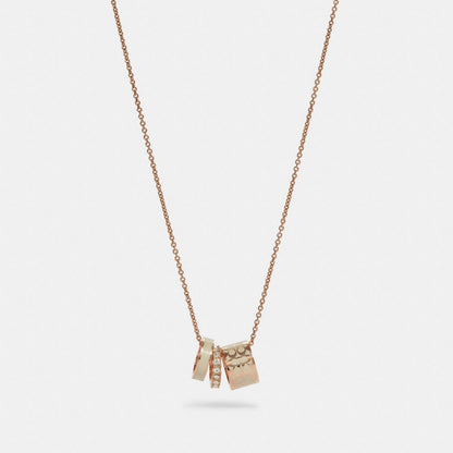 Coach Signature Enamel Necklace Rose Gold