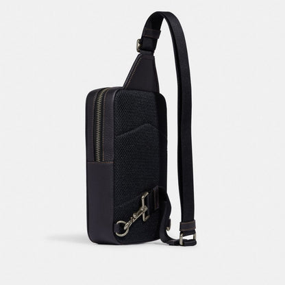 Coach Sullivan Pack In Blocked Signature Canvas Gunmetal Khaki Charcoal
