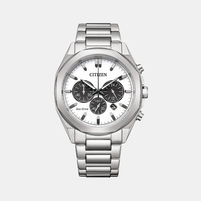 Citizen Eco-Drive Men Quartz White Dial Chronograph Stainless Steel Ca4590-81A