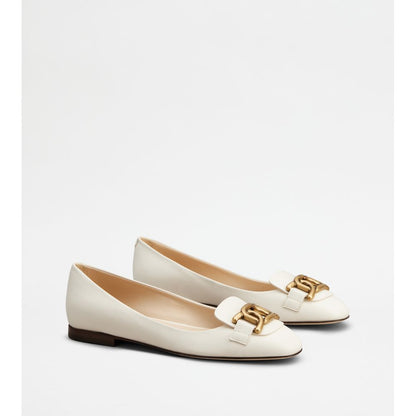Tods Kate Ballerinas In Leather Off White Womens