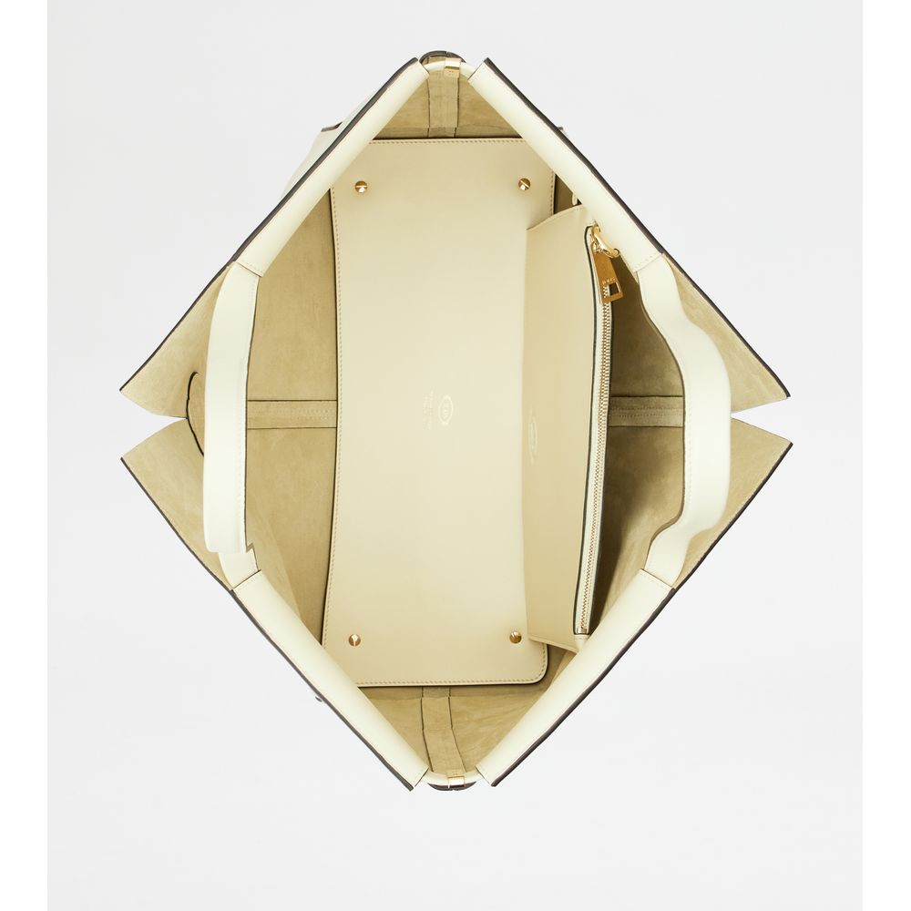 Tods Di Bag Folio In Leather Medium Off White