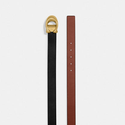 Coach Sculpted C Buckle Cut To Size Reversible Belt, 32 Mm Brass Red 1941 Saddle