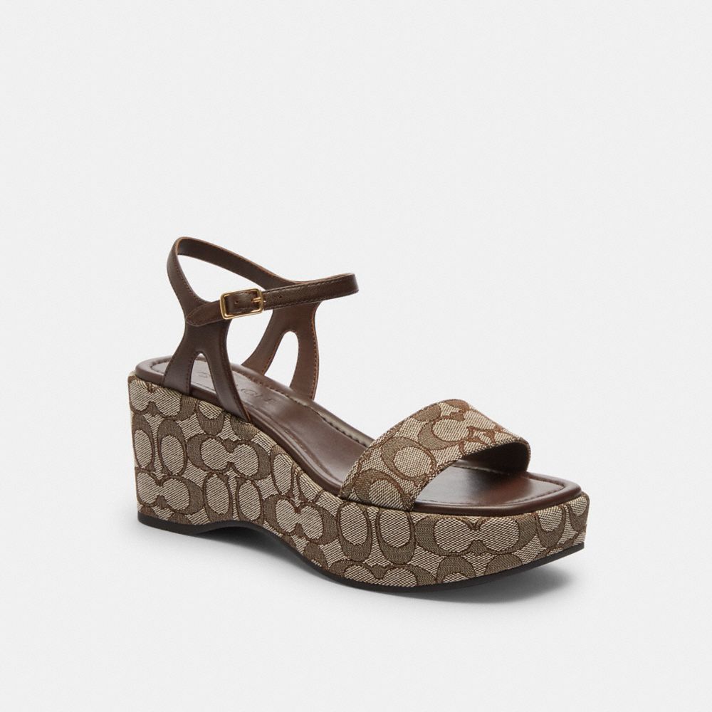 Coach Gale Wedge Sandal In Signature Jacquard Maple