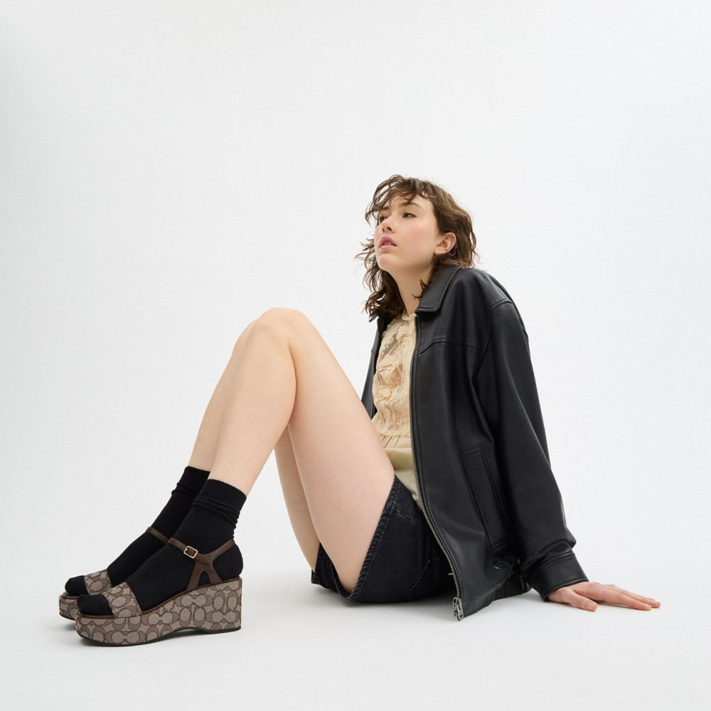 Coach Gale Wedge Sandal In Signature Jacquard Maple