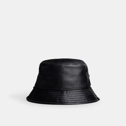 Coach Leather Bucket Hat Black
