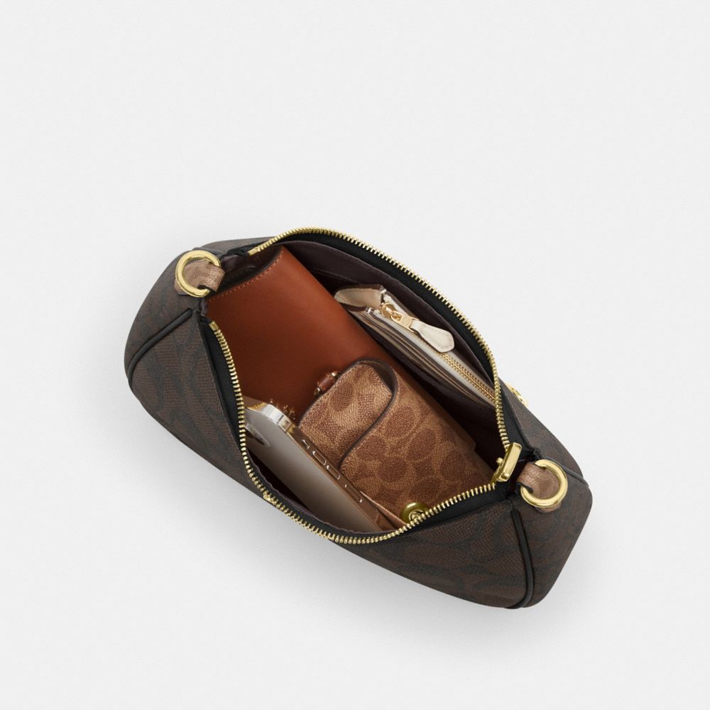 Coach Teri Hobo Bag In Blocked Signature Canvas Gold Walnut Tan