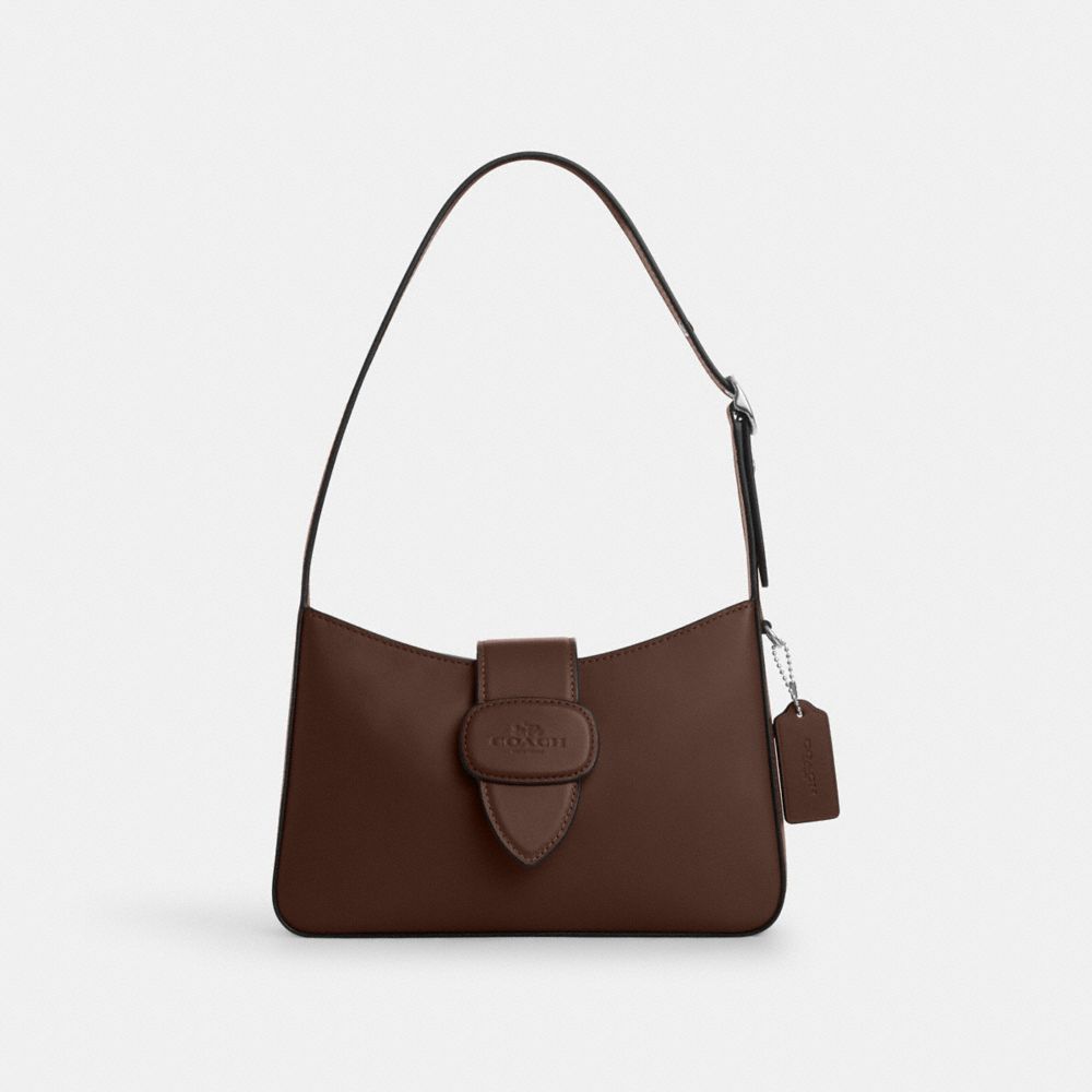Eliza Shoulder Bag With Zipper Closure Smooth Leather-Silver-Maple Smooth Leather-Silver-Maple