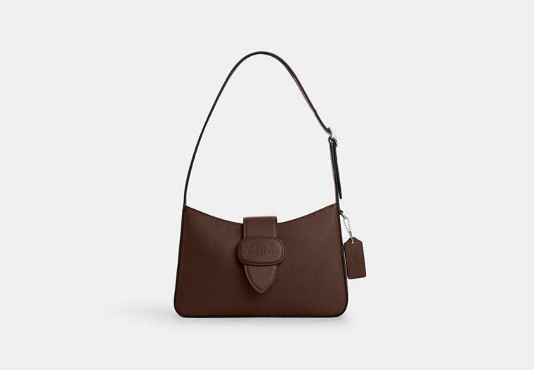 Eliza Shoulder Bag With Zipper Closure Smooth Leather-Silver-Maple Smooth Leather-Silver-Maple