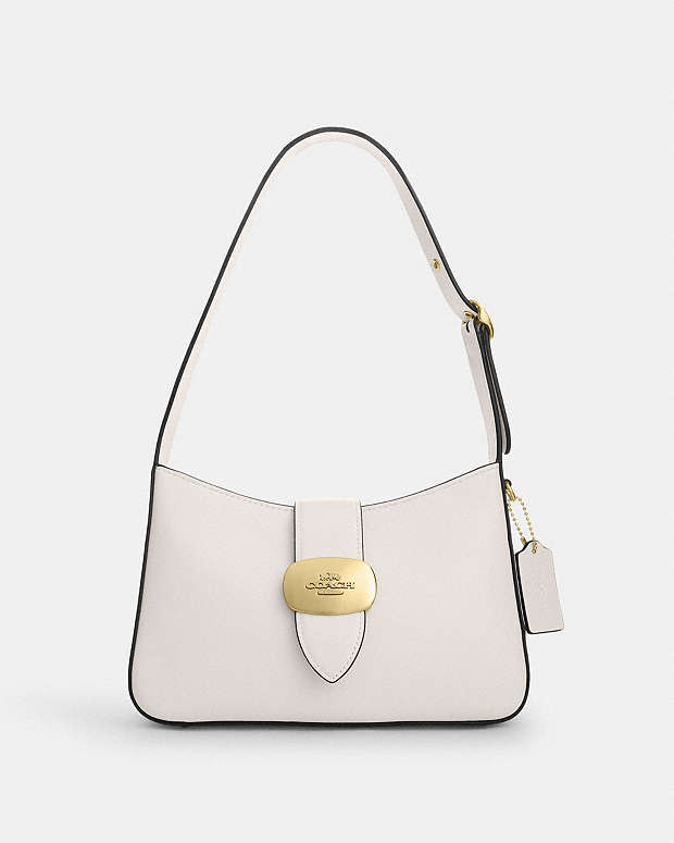 Eliza Shoulder Bag With Zipper Closure Smooth Leather-Gold-Chalk Smooth Leather-Gold-Chalk